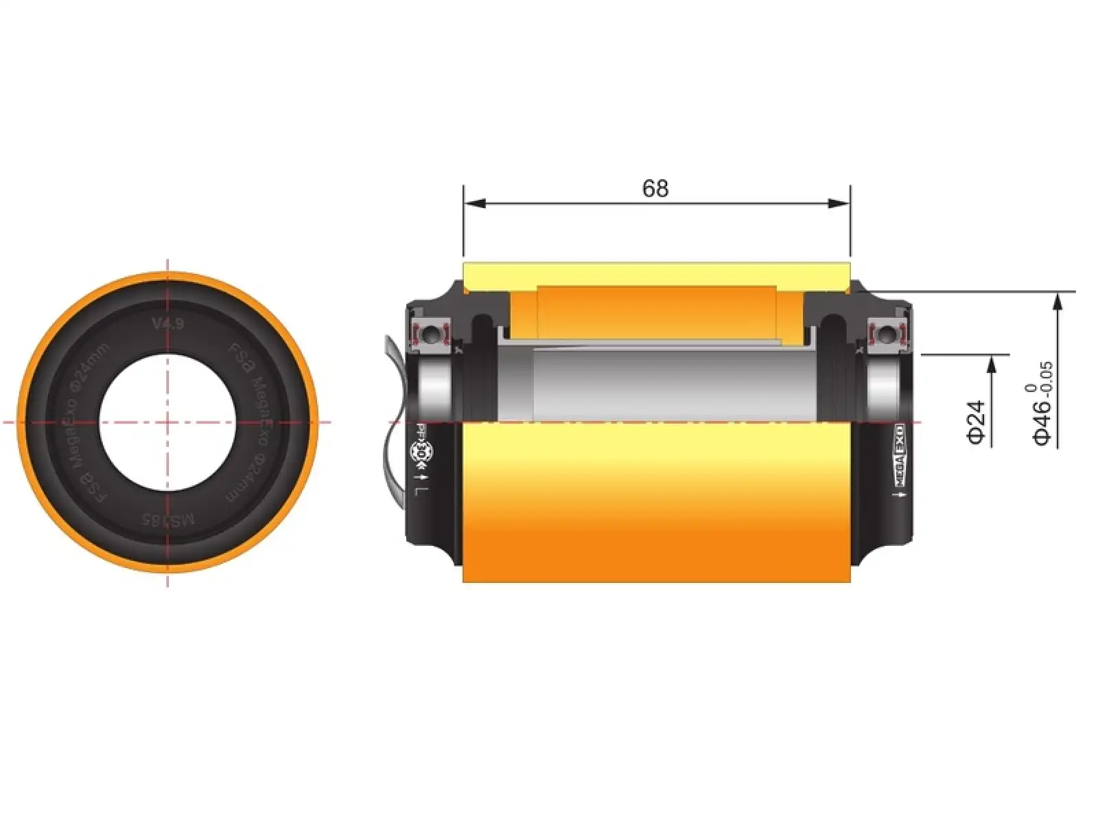 FSA Road M3 Press Fit misky PF30/MegaExo 46x68 mm