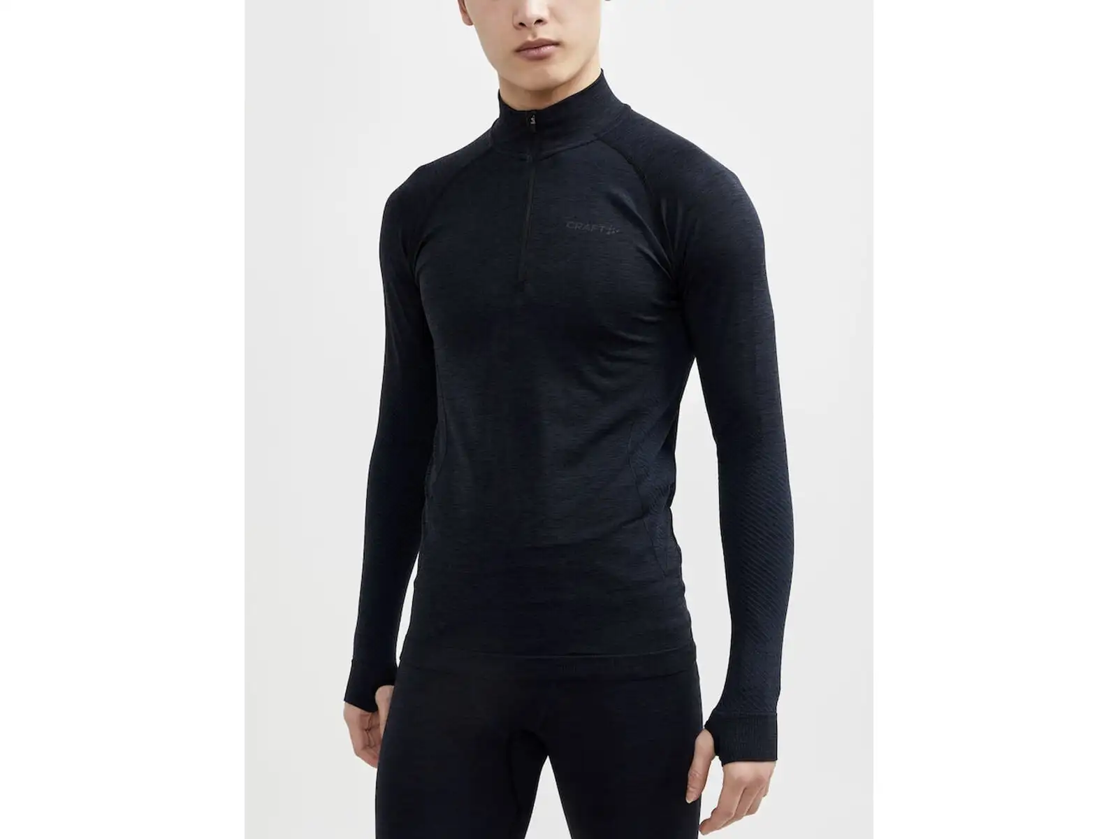Craft Core Dry Active Comfort Zip pánske tričko dlhý rukáv čierna