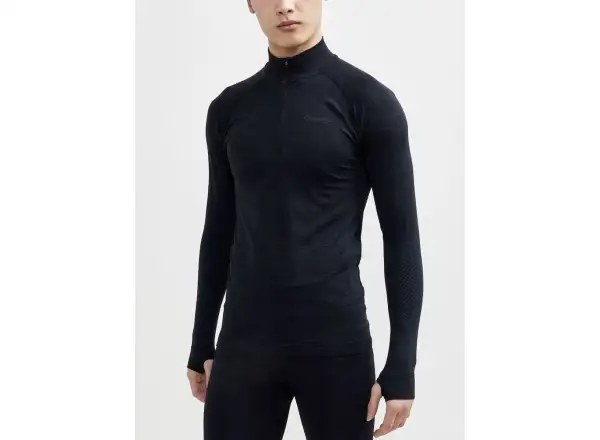 Craft Core Dry Active Comfort Zip pánske tričko dlhý rukáv čierna
