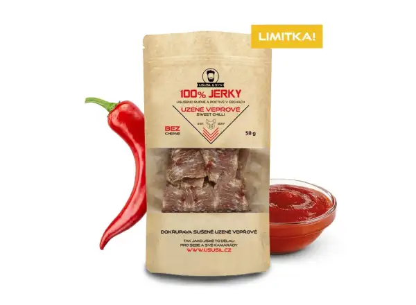 Usušil & syn 100% JERKY Údené bravčové sweet chilli 50 g