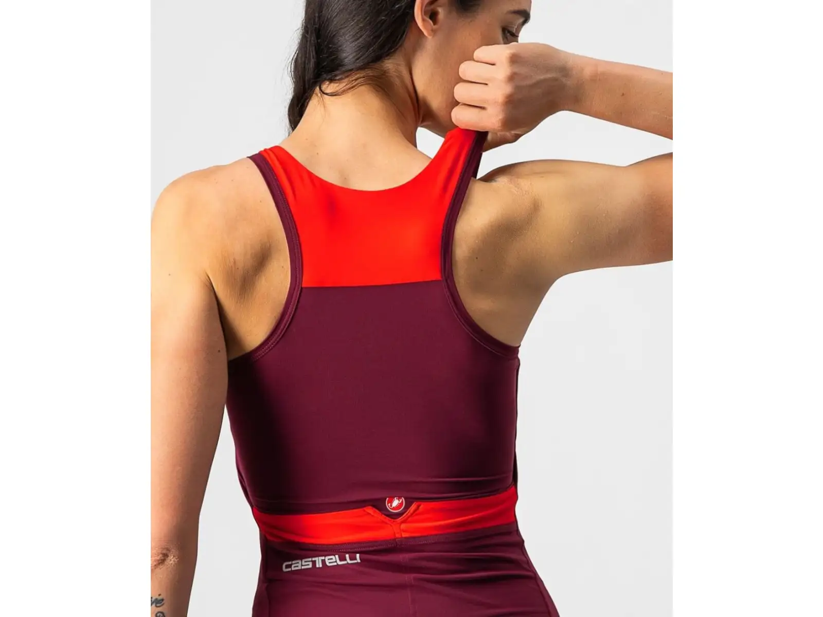 Castelli Solaris dámsky dres bez rukávov bordeaux/červená