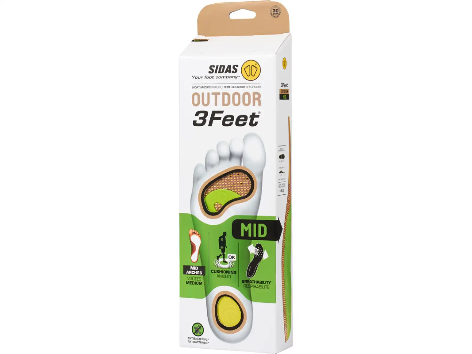 Sidas 3Feet Outdoor Mid vložky do topánok stredná klenba 1 pár