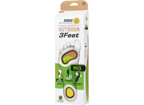 Sidas 3Feet Outdoor Mid vložky do topánok stredná klenba 1 pár