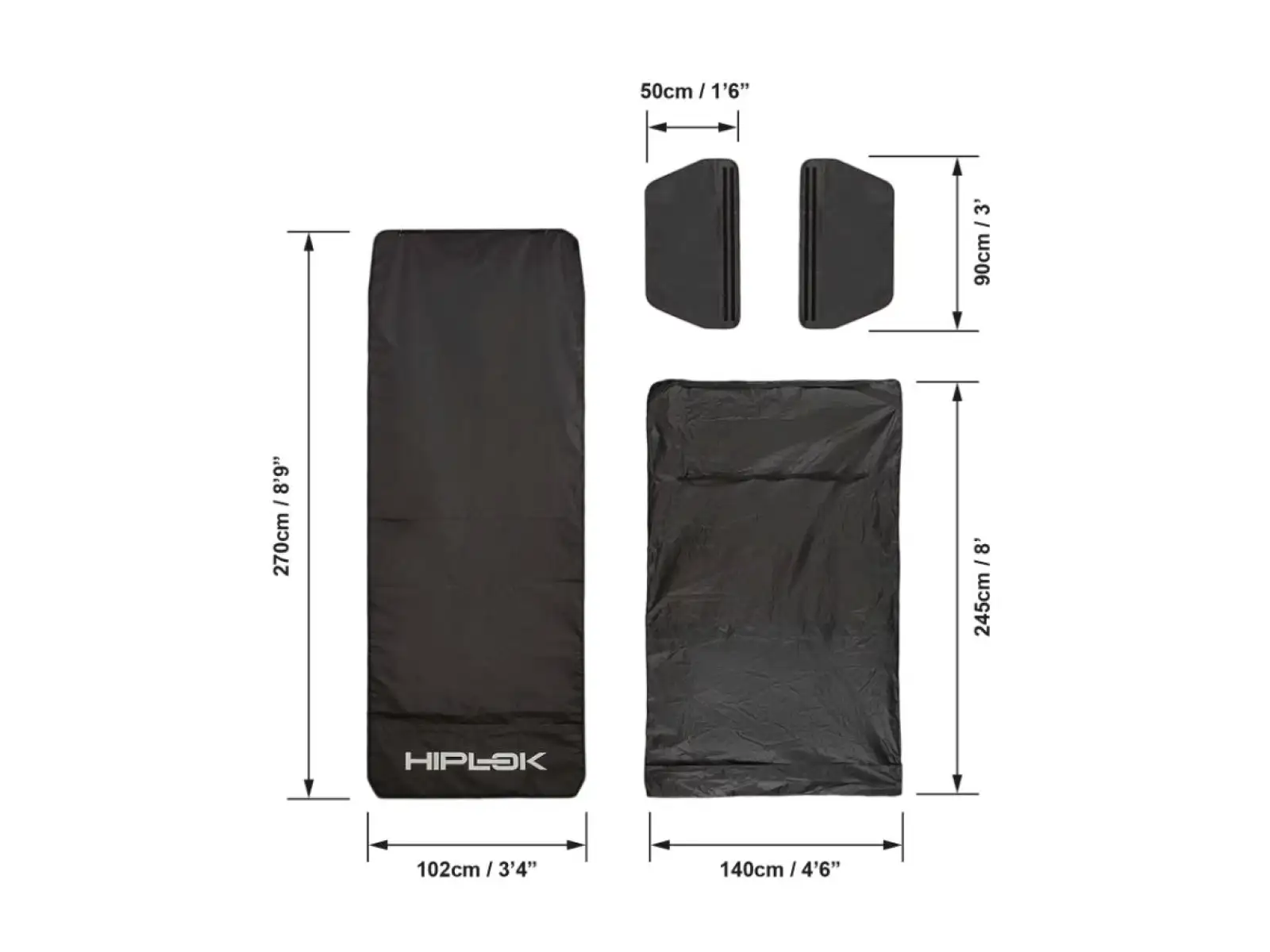 Hiplok Rideshield ochranná podložka 2700 x 1020 mm čierna