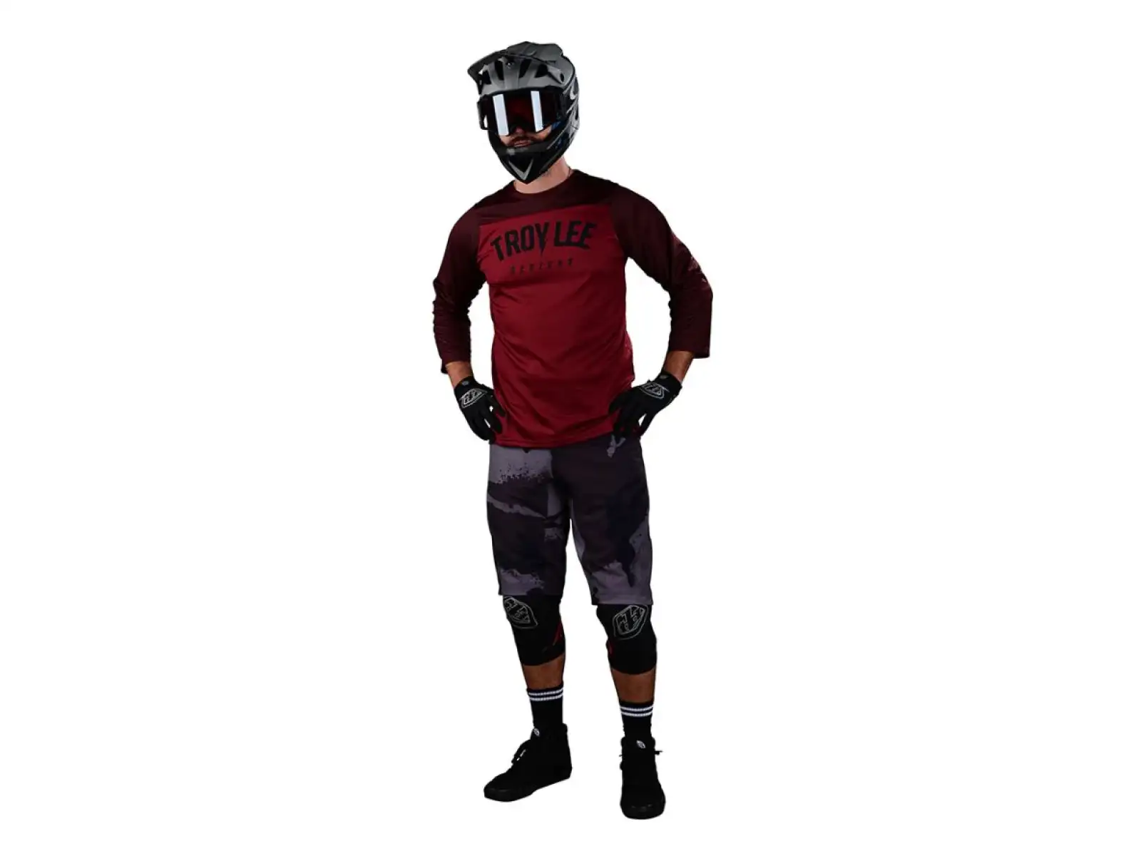 Troy Lee Designs Ruckus Pánske tričko s 3/4 rukávmi Camber Oxblood Jersey