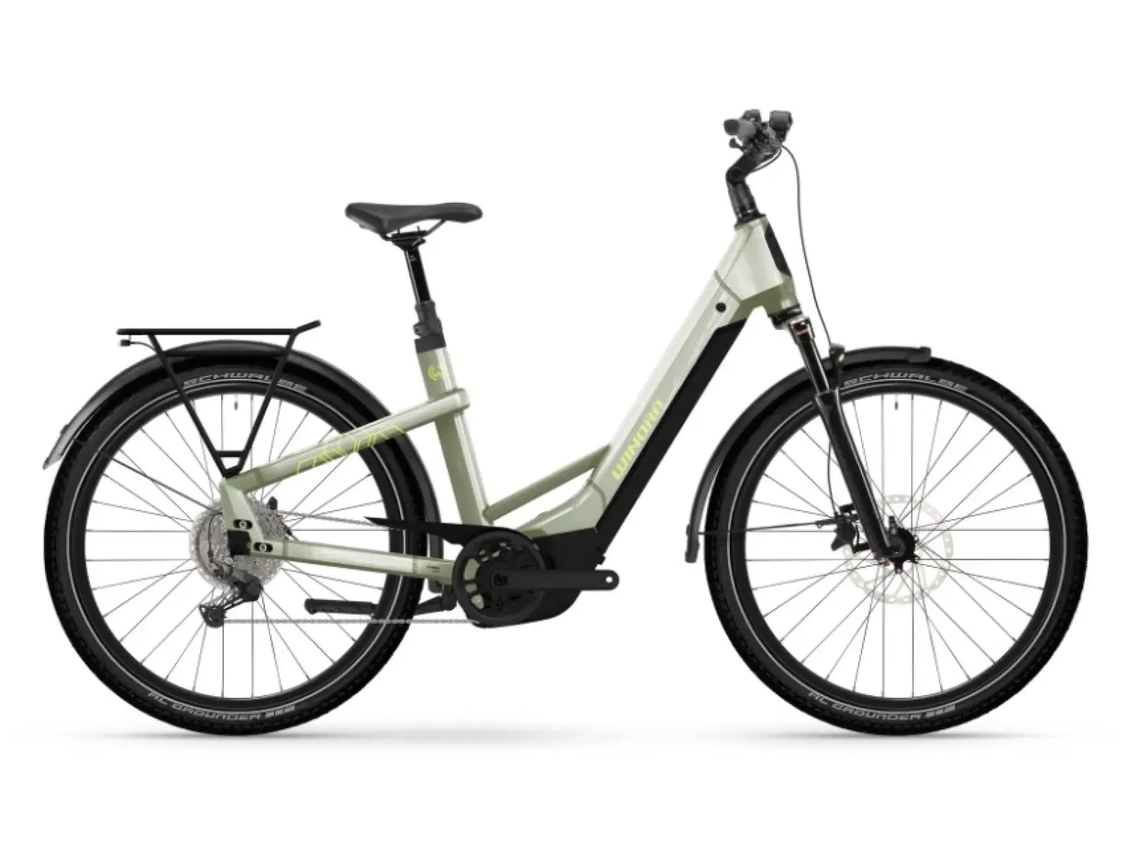 Winora Yakun X10 800Wh nízkonástupový elektrobicykel ivory green gloss