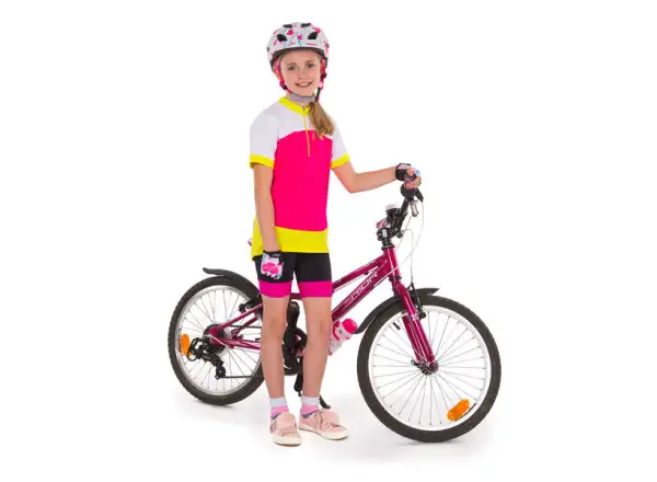 Etape Peddy detský dres s krátkym rukávom ružová/limetková