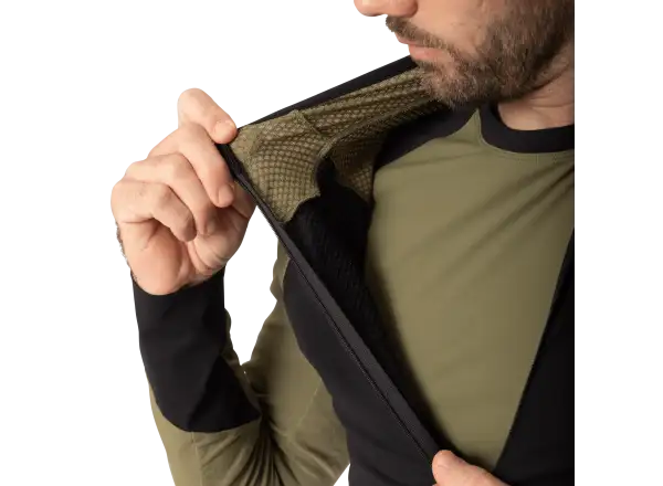Dynafit Alpine Zip pánske bežecké tričko dlhý rukáv Military green/0910