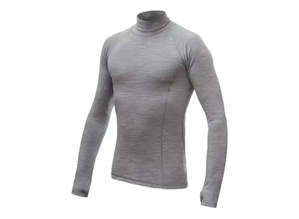 Sensor Merino Bold Neck pánske tričko dlhý rukáv Cool Gray
