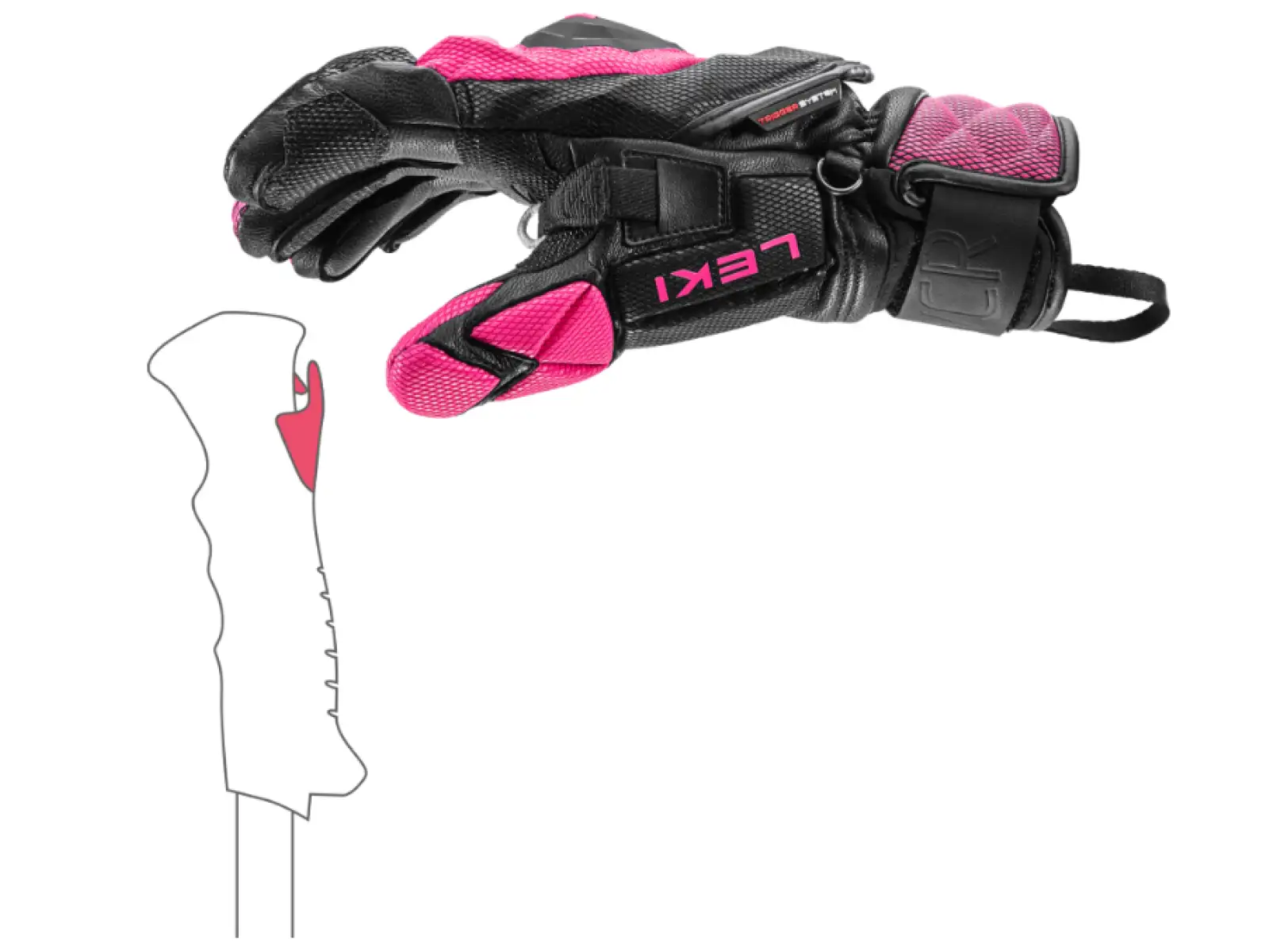 Leki WCR Venom SL 3D dámske závodné rukavice Black-Pink