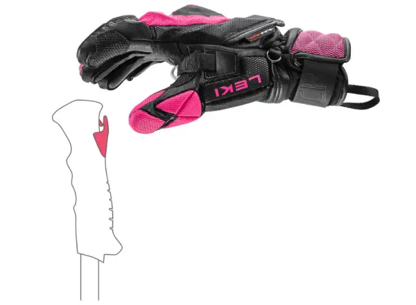 Leki WCR Venom SL 3D dámske závodné rukavice Black-Pink