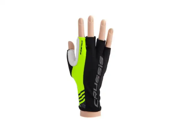 Crussis rukavice čierna/žltá fluo veľ. M