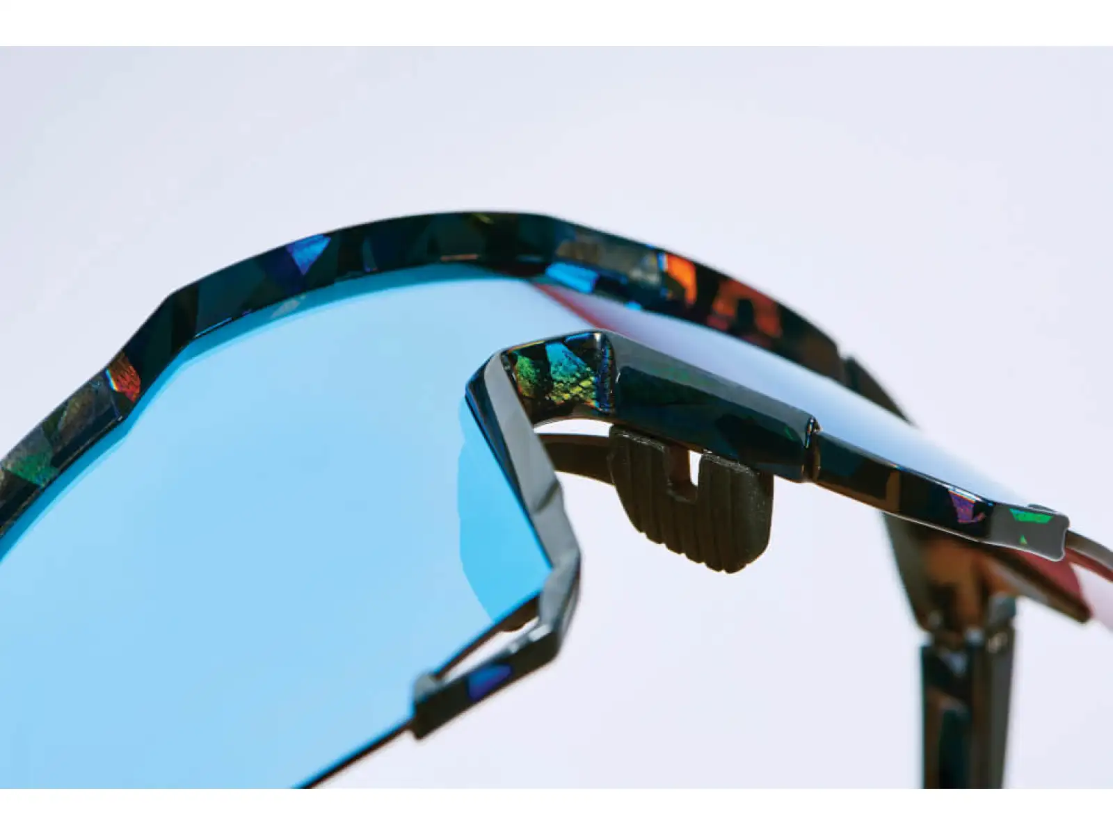 100% SPEEDCRAFT cyklistické okuliare Black Holographic/Hiper blue Multilayer Mirror Lens