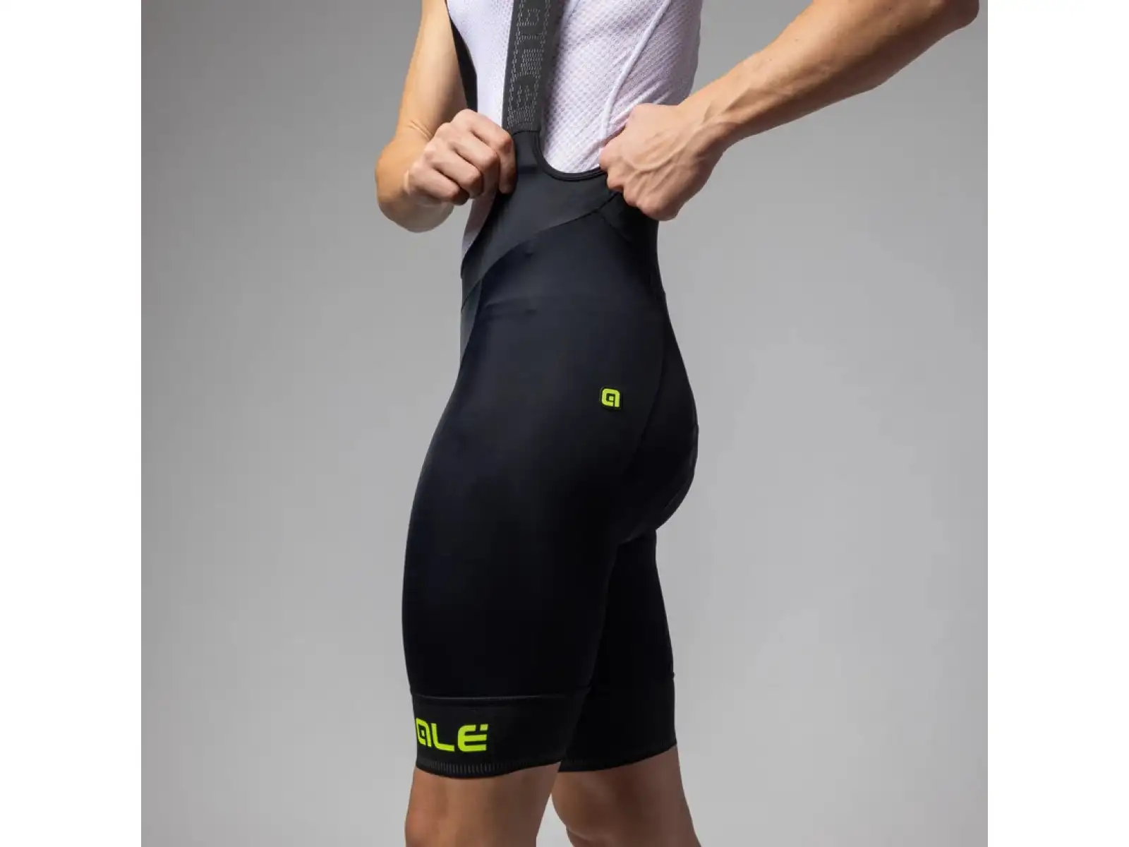 Alé Pragma Corsa 2.0 pánske šortky s vložkou a trakmi Black/Fluo Yellow