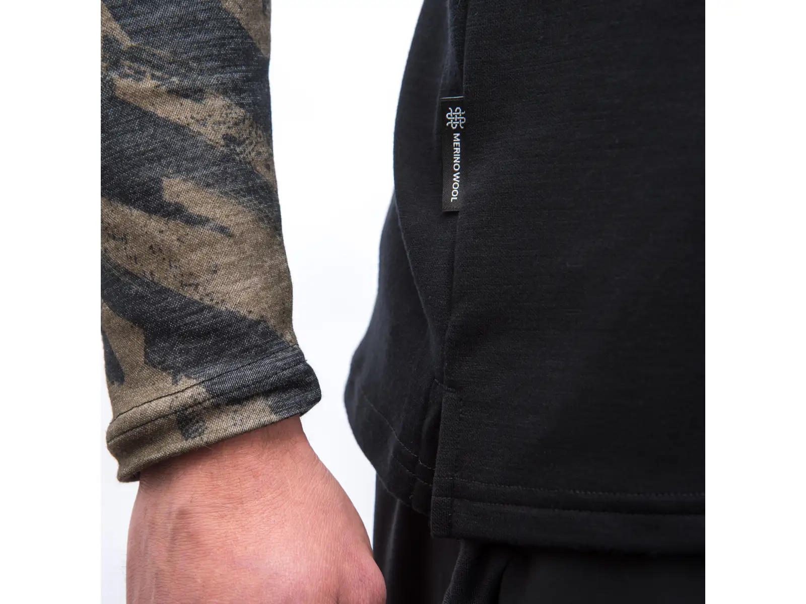 Sensor Merino Blend Impress pánske tričko dlhý rukáv čierna/brush
