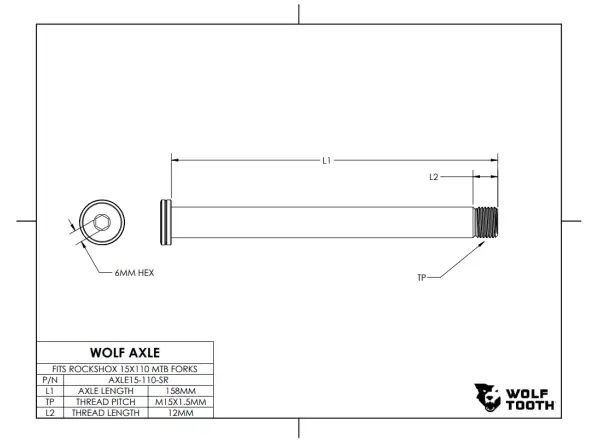 Wolf Tooth pevná os pre vidlicu RockShox 110mm Boost čierna
