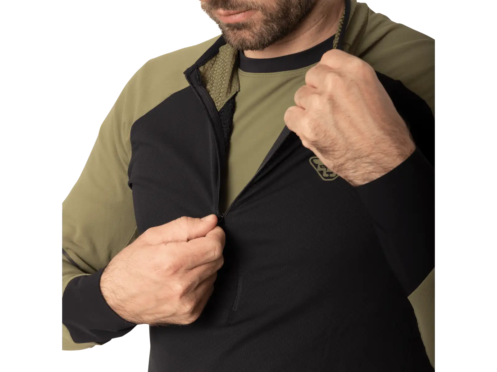 Dynafit Alpine Zip pánske bežecké tričko dlhý rukáv Military green/0910