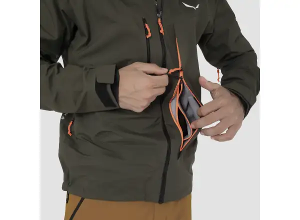 Salewa Sella 3L Powertex pánska bunda Tmavá Olivová