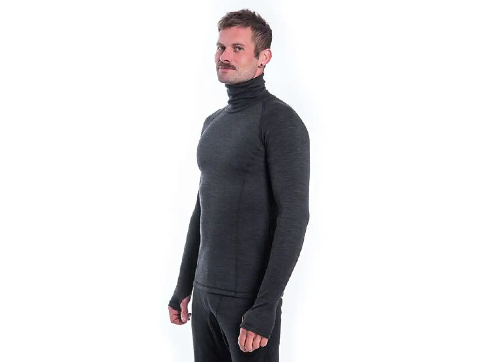 Sensor Merino Bold Neck pánske tričko dlhý rukáv Anthracite Gray