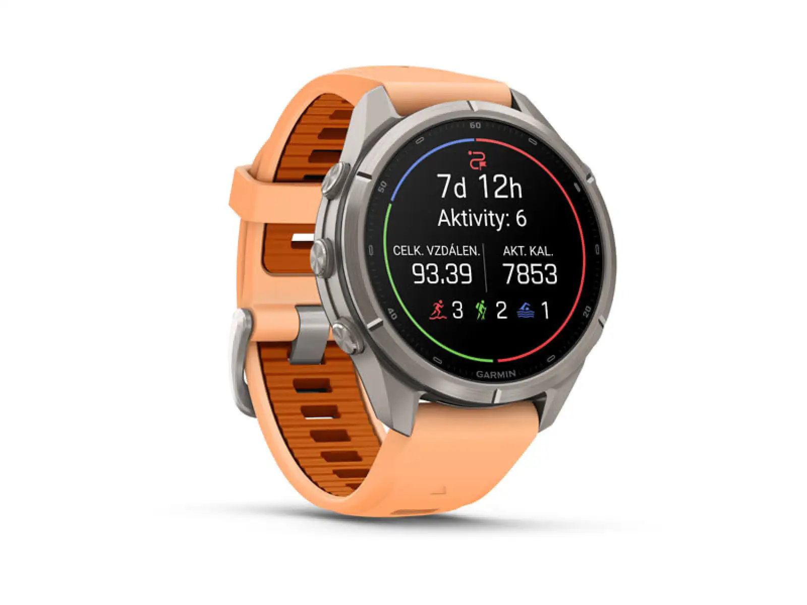 Garmin fenix 9 Pro – inReach 43 mm smart hodinky Titanium Shell pink/autumn orange silicone band