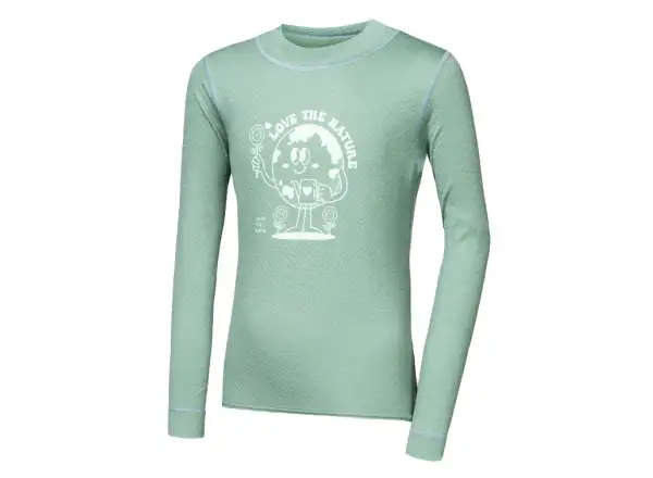 Sensor Merino DF Planet detské tričko dlhý rukáv Basil Green