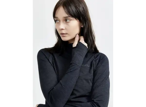 Craft CORE Dry Active Comfort Zip dámske tričko dlhý rukáv čierna