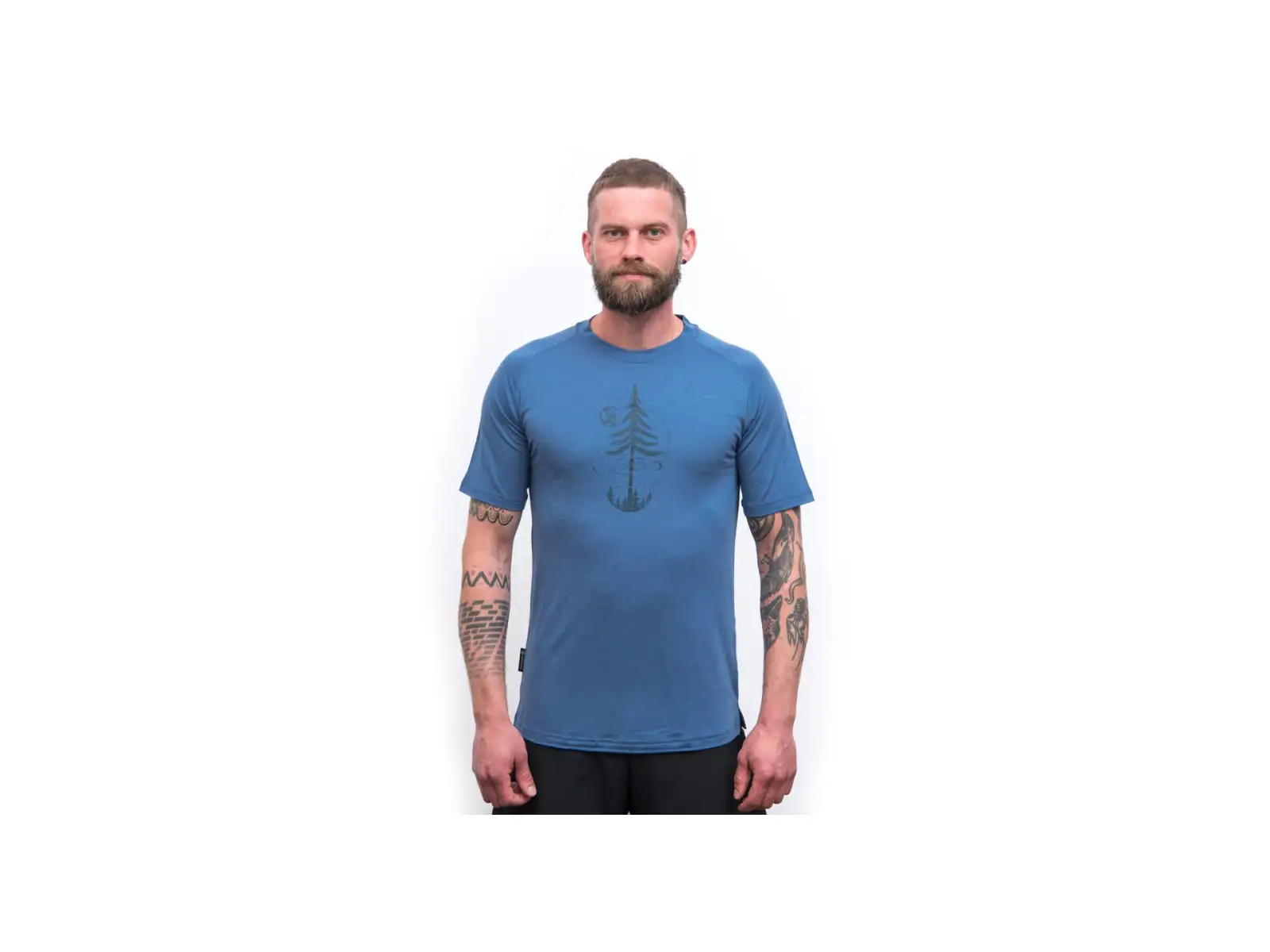 Sensor Merino Air Earth pánske tričko krátky rukáv Riviera Blue
