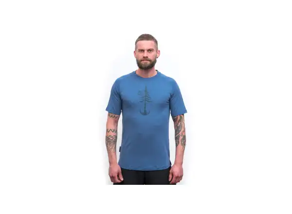 Sensor Merino Air Earth pánske tričko krátky rukáv Riviera Blue