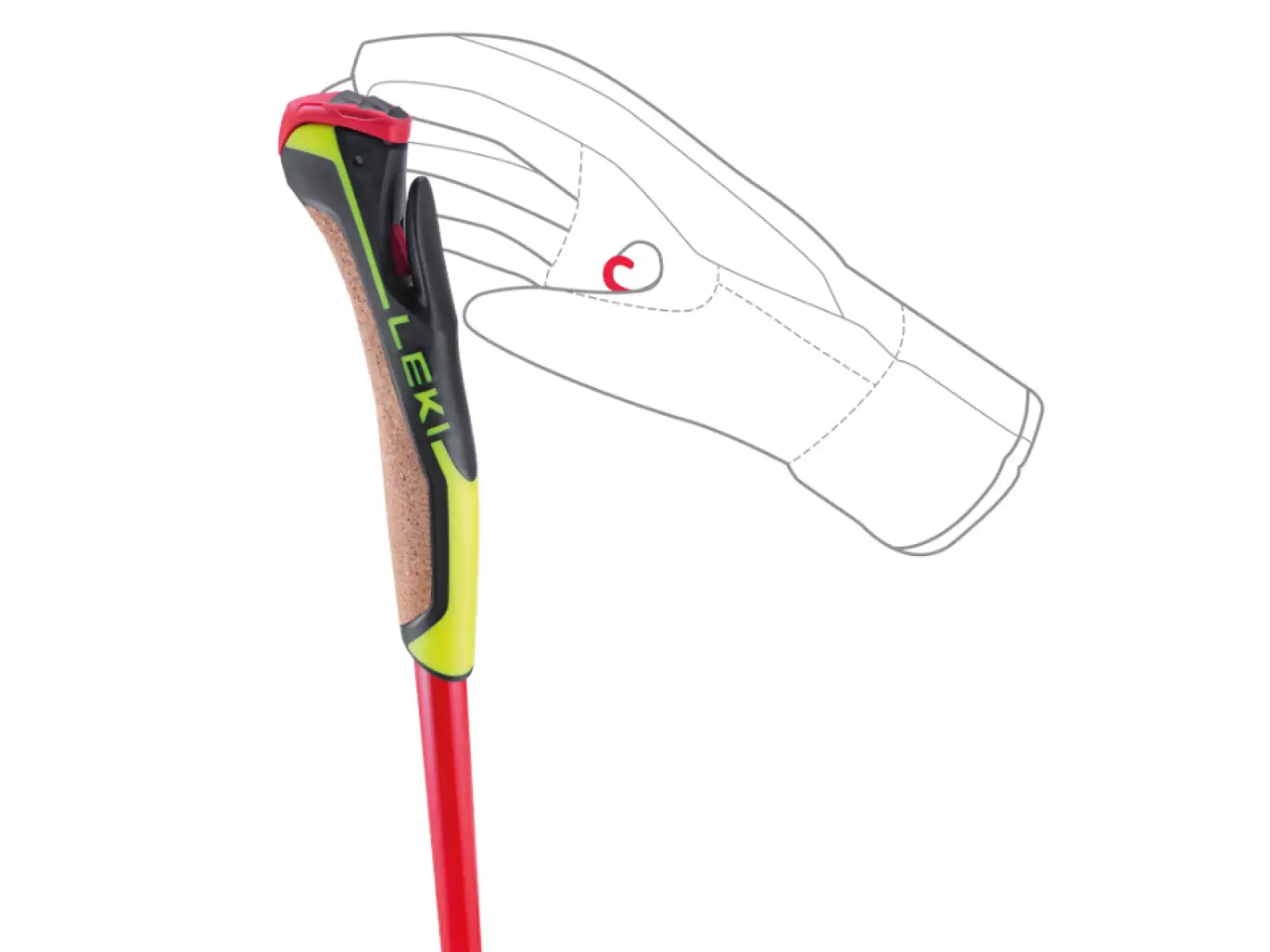 Leki PRC 750 bežecké palice Bright red/Neon yellow/Black