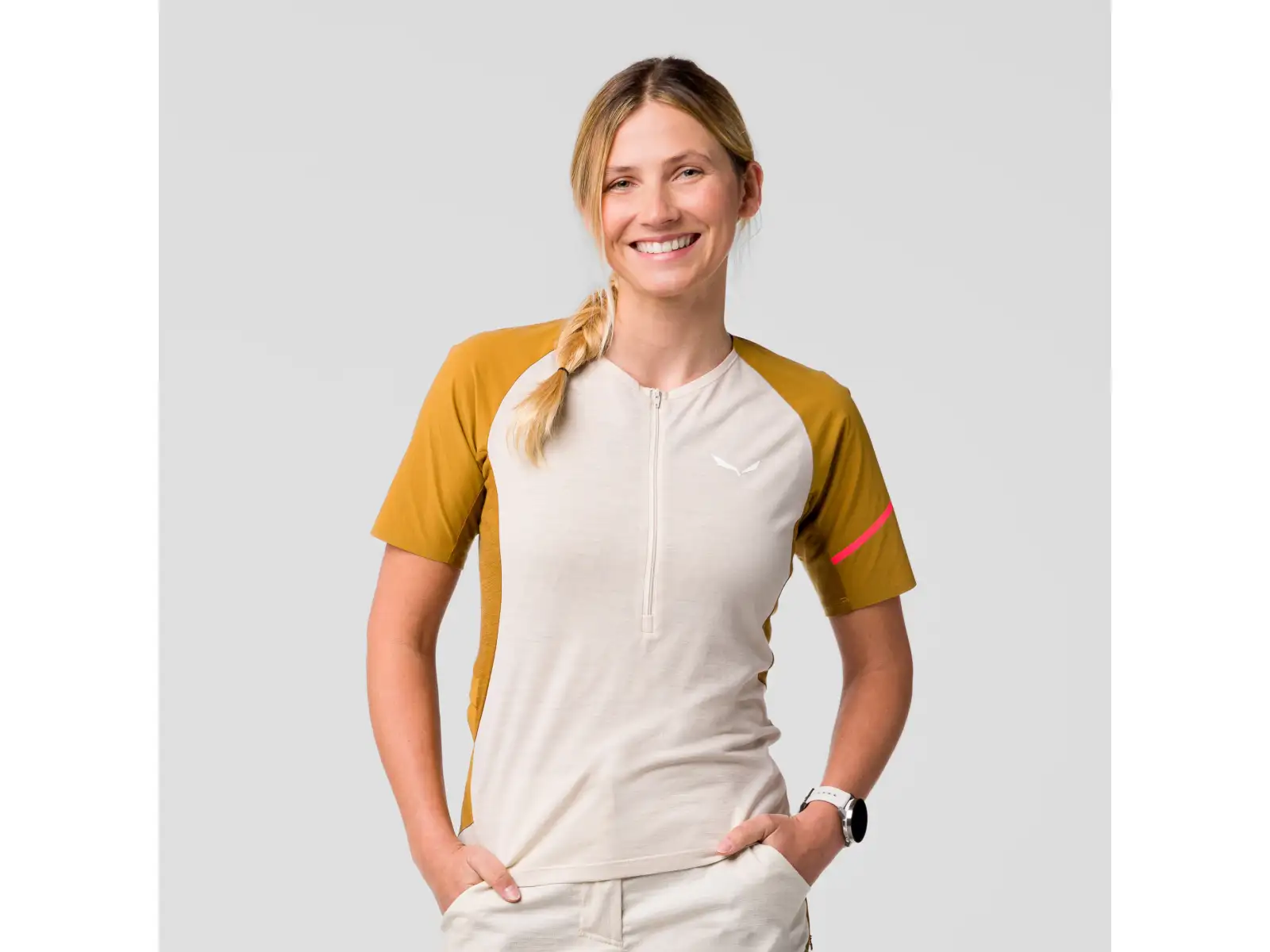 Salewa Vento AM HZT dámsky dres krátky rukáv Oatmeal