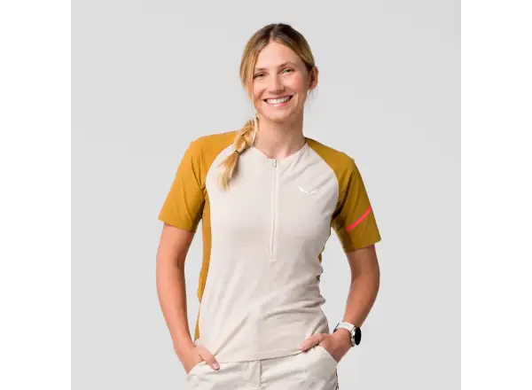 Salewa Vento AM HZT dámsky dres krátky rukáv Oatmeal