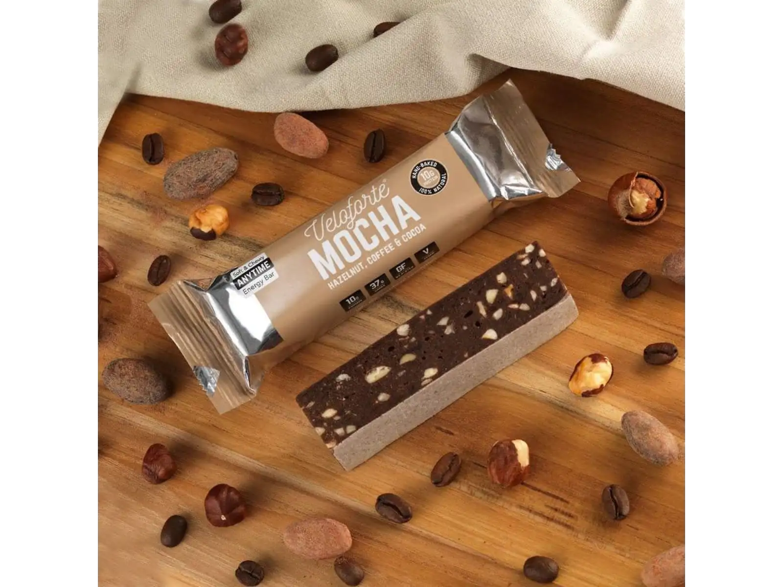 Veloforte Mocha Bar tyčinka 70 g Hazelnut, Coffee & Cocoa