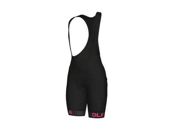 Alé Solid Traguardo dámske kraťasy s trakmi a vložkou Black/Fluo Pink