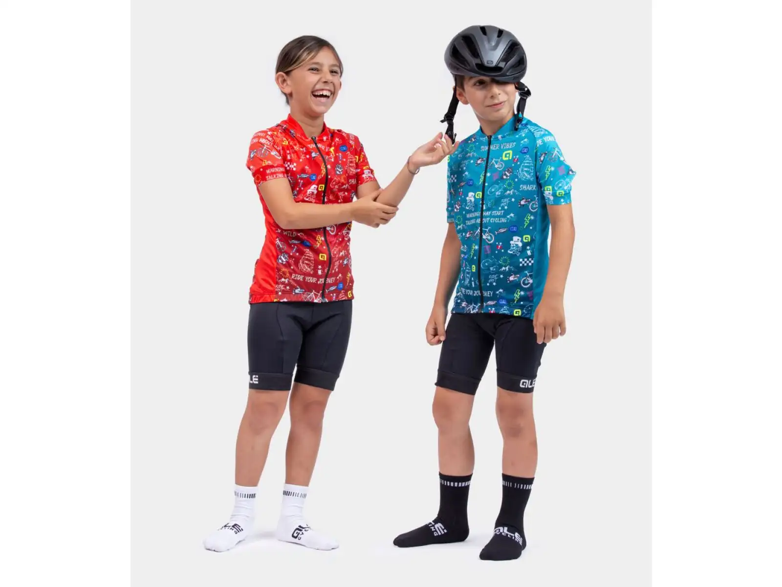 Cyklistické šortky Alé Bimbo/Kid Kid s vložkou Black/White