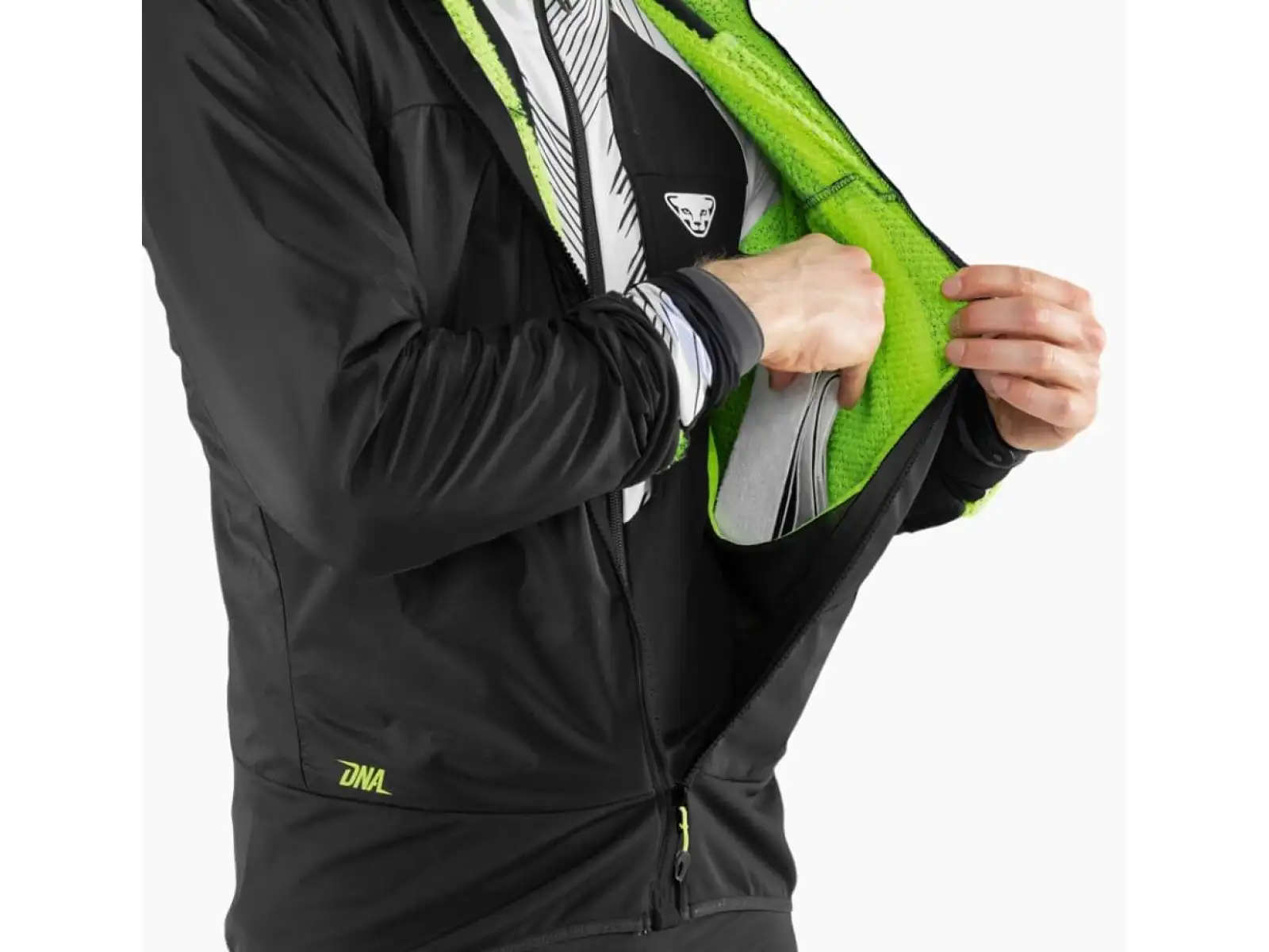 Dynafit DNA Polartec Alpha pánska bunda Black Out/Neon Yellow