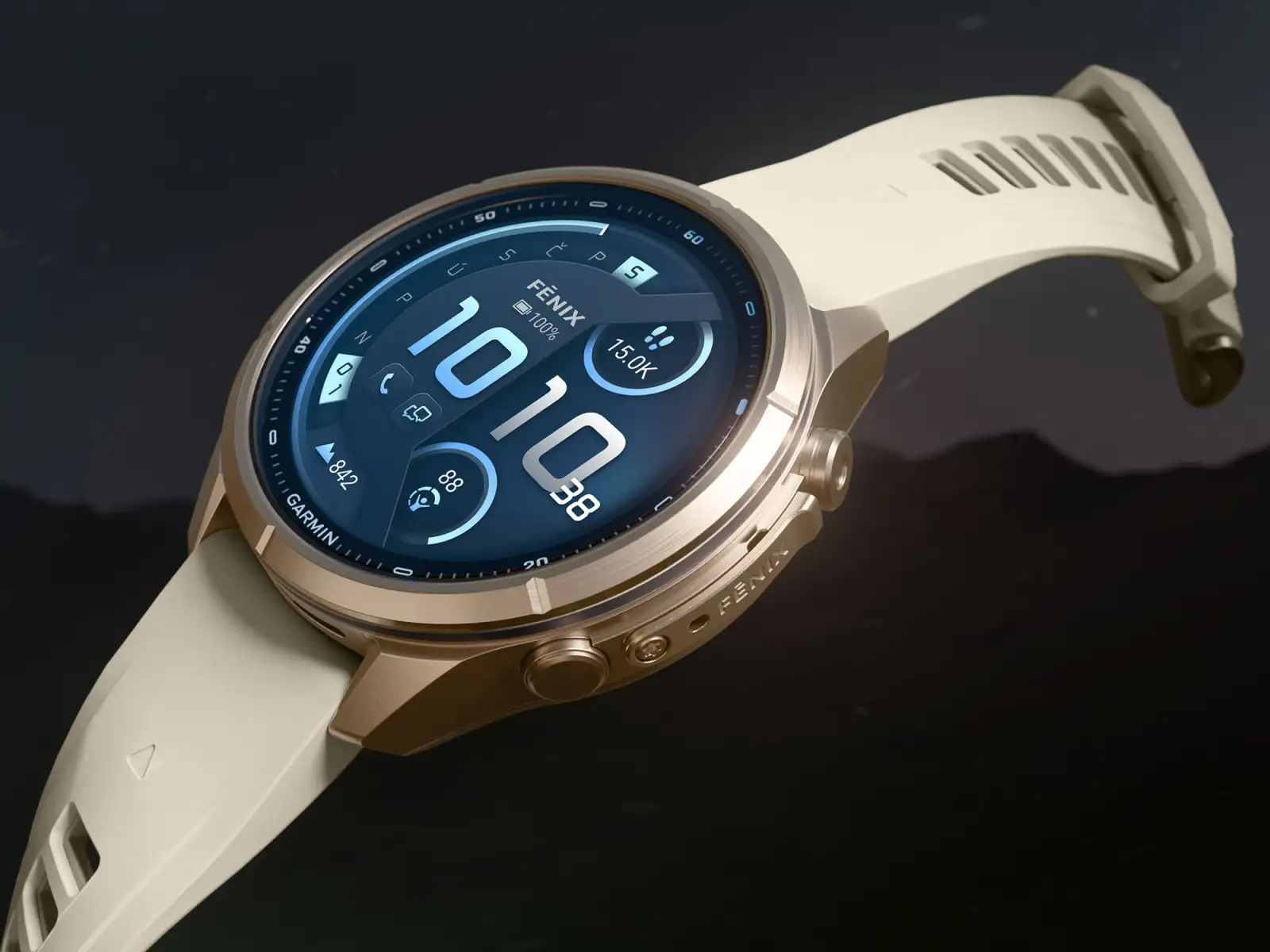 Garmin fenix 9 Pro inReach 43 mm inteligentné hodinky Autumn gold titanium/Cream/french gray