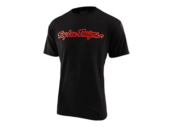 Troy Lee Designs Signature pánske tričko s krátkym rukávom Black/Glo Red