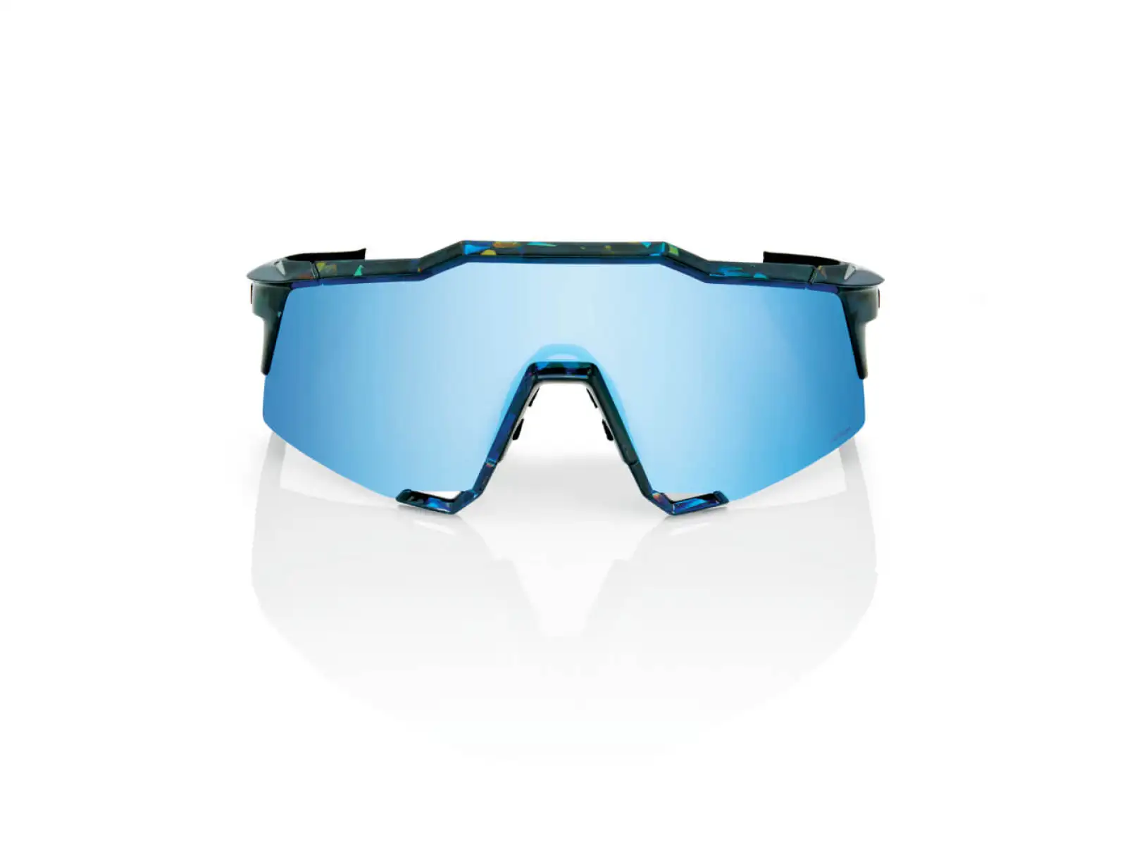 100% SPEEDCRAFT cyklistické okuliare Black Holographic/Hiper blue Multilayer Mirror Lens