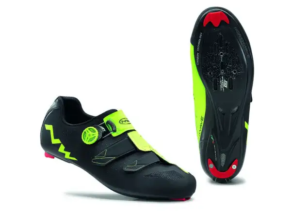 Northwave Phantom Carbon Pánske cestné tenisky Black/Yellow Fluo