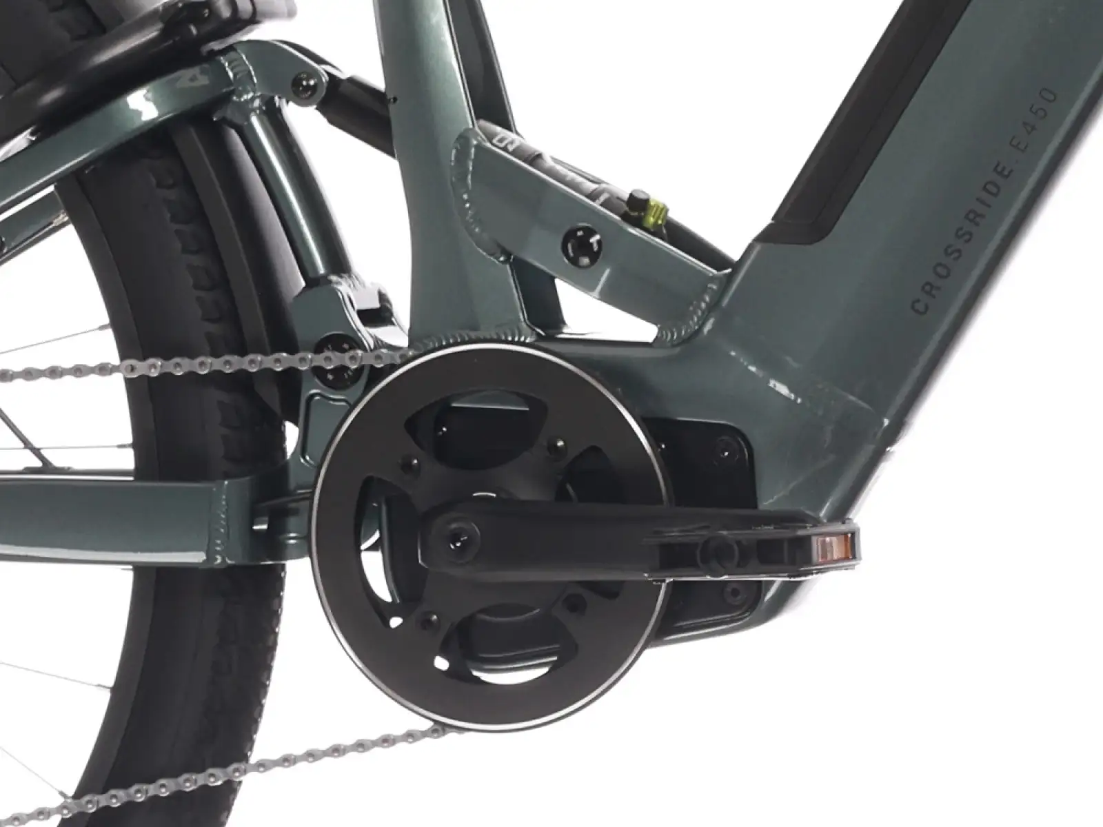 Rock Machine Crossride e450 FS nízkonástupový celoodpružený elektrobicykel Ocean Grey/Black