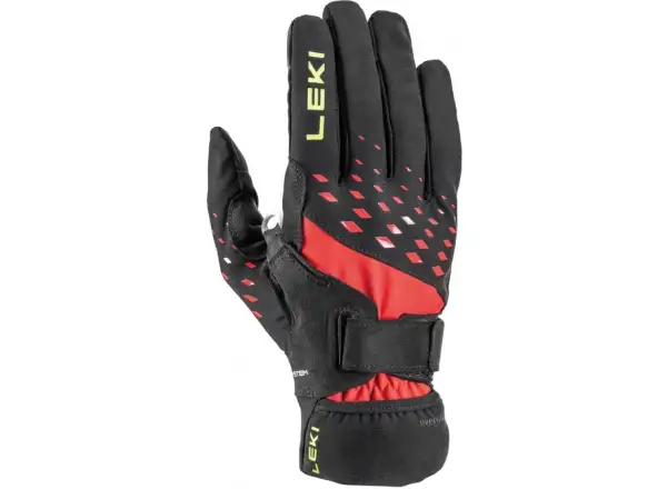 Bežecké rukavice Leki Ultra Trail Storm Shark Black/Red/Neon Yellow