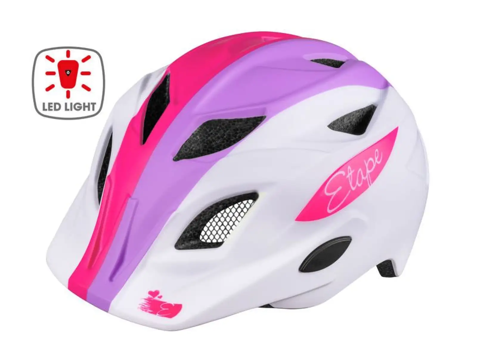Etape Pluto Light detská cyklistická prilba biela/lila mat