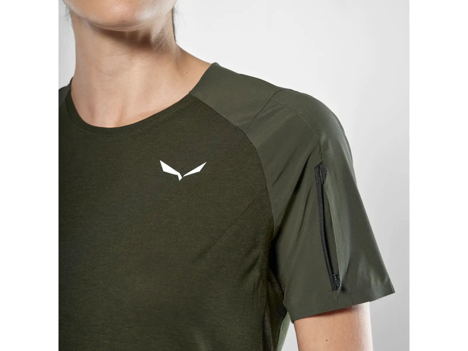 Salewa Puez AM Hyb dámske tričko krátky rukáv Dark Olive