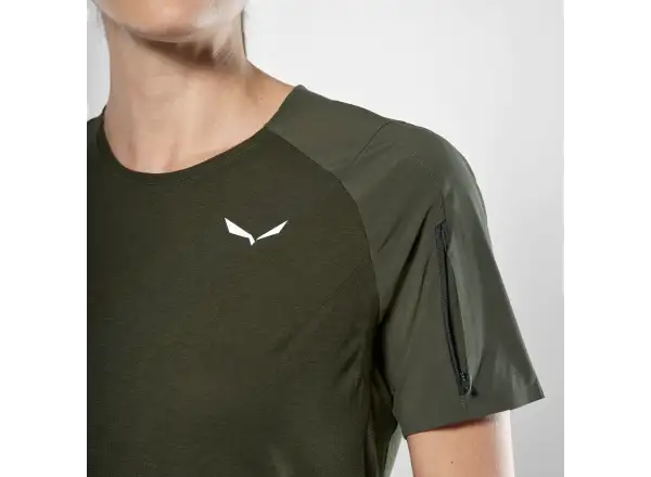 Salewa Puez AM Hyb dámske tričko krátky rukáv Dark Olive