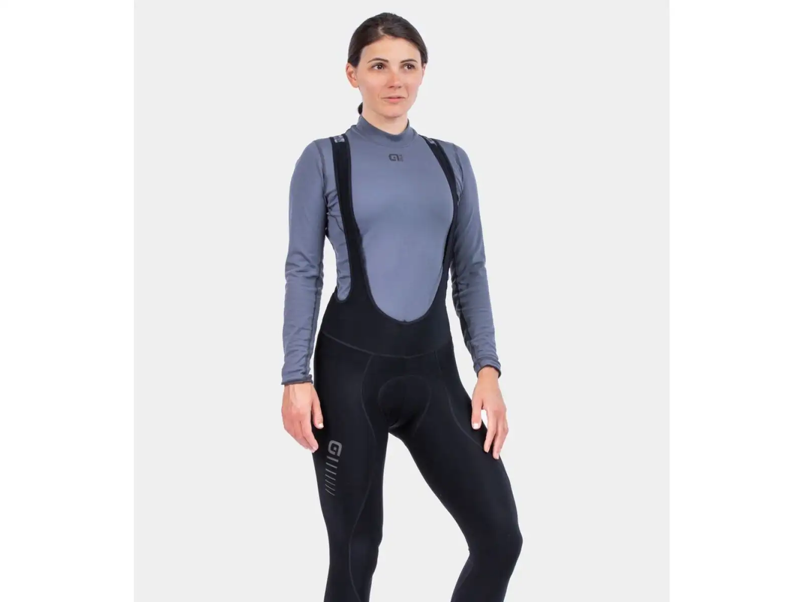 Alé Solid Essential dámske zimné cyklistické nohavice s trakmi Black