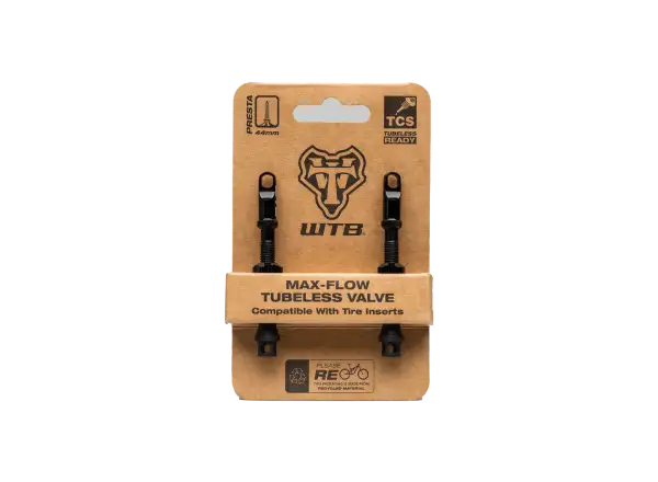 WTB TCS AL Max-Flow Presta Valve bezdušové ventilky 65mm čierna 2 ks
