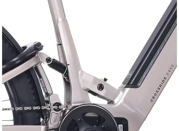 Rock Machine Crossride e450 FS nízkonavstupové celoodpružené elektrobicykel Sand Grey/Black