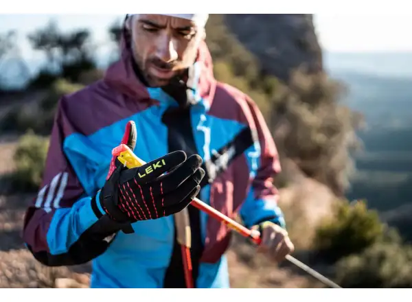 Leki Ultra Trail Storm Shark bežecké rukavice Black/Red/Neon Yellow