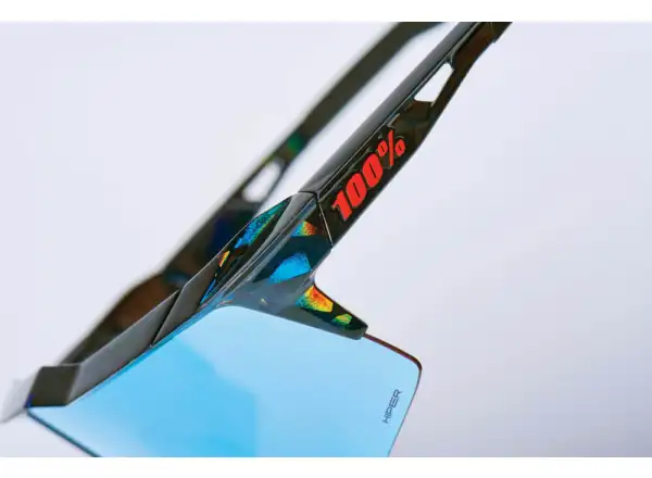 100% SPEEDCRAFT cyklistické okuliare Black Holographic/Hiper blue Multilayer Mirror Lens
