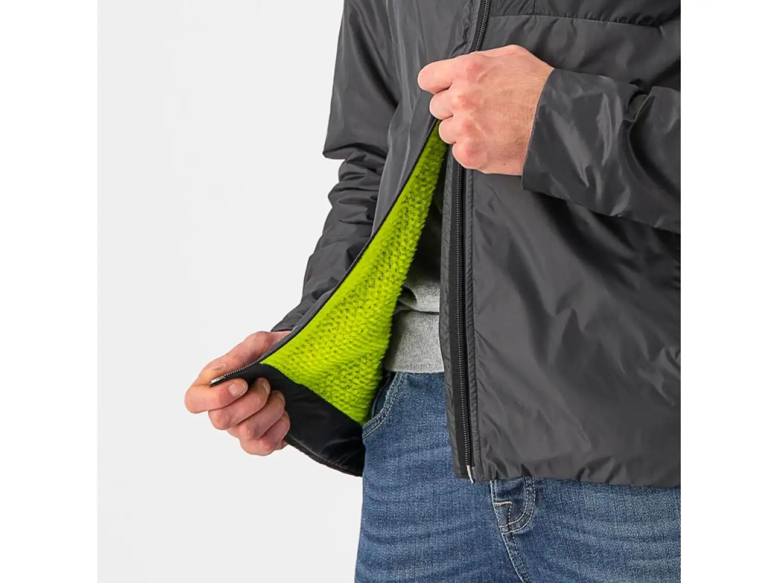 Castelli Riscalda Puffy pánska bunda dark gray/eletric lime
